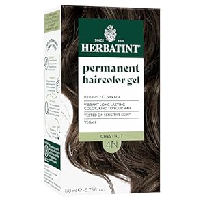Herbatint Permanent Hair Dye For Women – 4N Chestnut – For Up To 100% Gray Coverage of Resistant Gray Hair – Ammonia-Free, Alcohol-Free & Vegan – Salon Influenced Hair color 5.75 fl oz