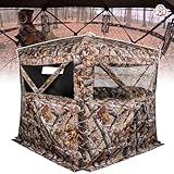 ShedOFF Insulated Hunting Blind for Cold Weather, 300D Oxford Ground Blind with Cotton Layer, 3 See-Through Mesh Windows, Windproof & Warm Hunting Tent for Deer & Turkey Hunting