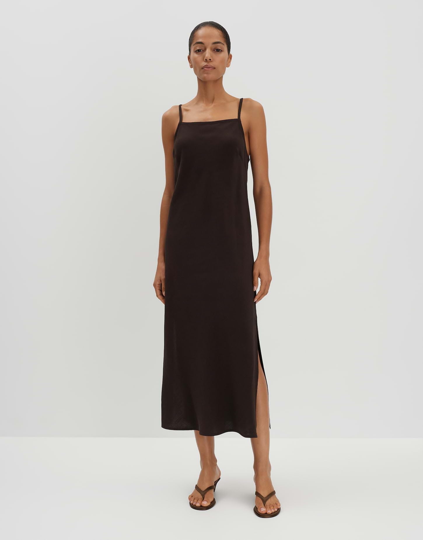 someday Damen Midikleid | Trägerkleid QUALEZA aus luftigem Viskose Leinen Mix