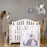 Geapul 4PCS Nursery Baby Crib Bedding Set for Boys Girls Crib Quilt,Crib Sheet,Toddler Pillowcase,Wa