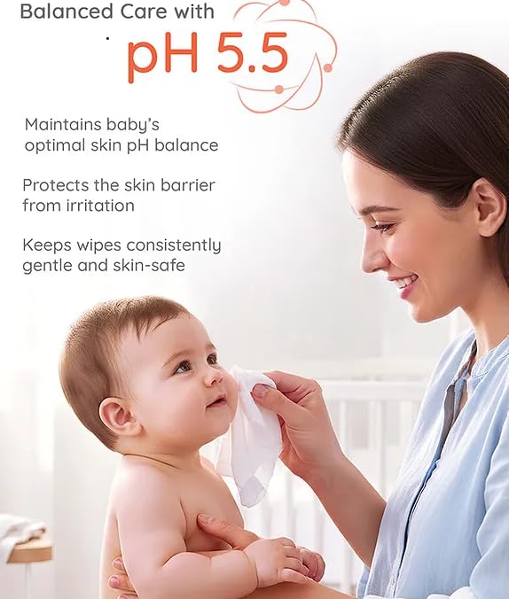 Image of Babyhug Pro Sensitive pH 5.5 Peach Milk Bamboo Wipes - 72 Wipes