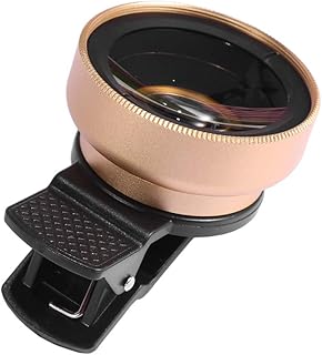 2 in 1 Phone Camera Lens Wide Angle Macro Lens Outer Mobile Phone Lens for Smartphone (Golden)