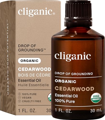 Cliganic Organic Cedarwood Essential Oil - 100% Pure Natural Undiluted, for Aromatherapy Diffuser | Non-GMO Verified (Packaging May Vary)