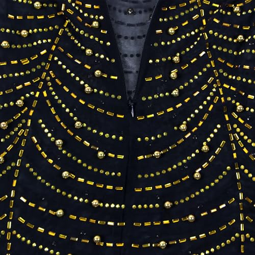 Image of PORRCEY Women's Sexy Rhinestone Mesh See Through Party Night Prom Dress