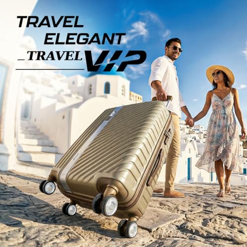 Image of VIP Barclay Check-in Trolley Bag 67cm | Medium | Hard Luggage | 8-Wheel Suitcase with Shoe & Toiletry Pouch | Flushed TSA Lock with Anti-Theft Zipper | 3 Years International Warranty (Champagne Beige)