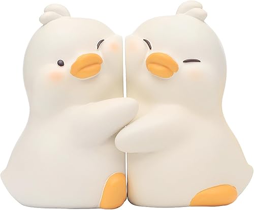Miniatura 3 de Sujetalibros, sujetalibros patos decorativos extremos de libros 2 piezas lindo de dibujos animados pato abrazo único libro extremos de libro de