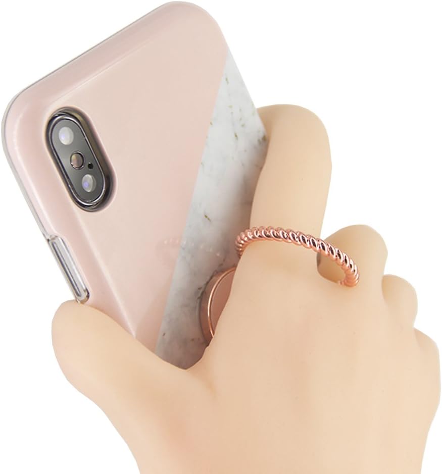 Finger Ring Stand,uCOLOR 360° Rotation Cell Phone Grip Mount Kickstand Holder for Smartphones and Tablet (Rose Gold Marble)