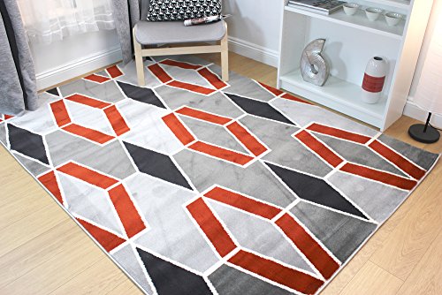 Alfombra con diseño geométrico, multicolor, estilo moderno, varios t