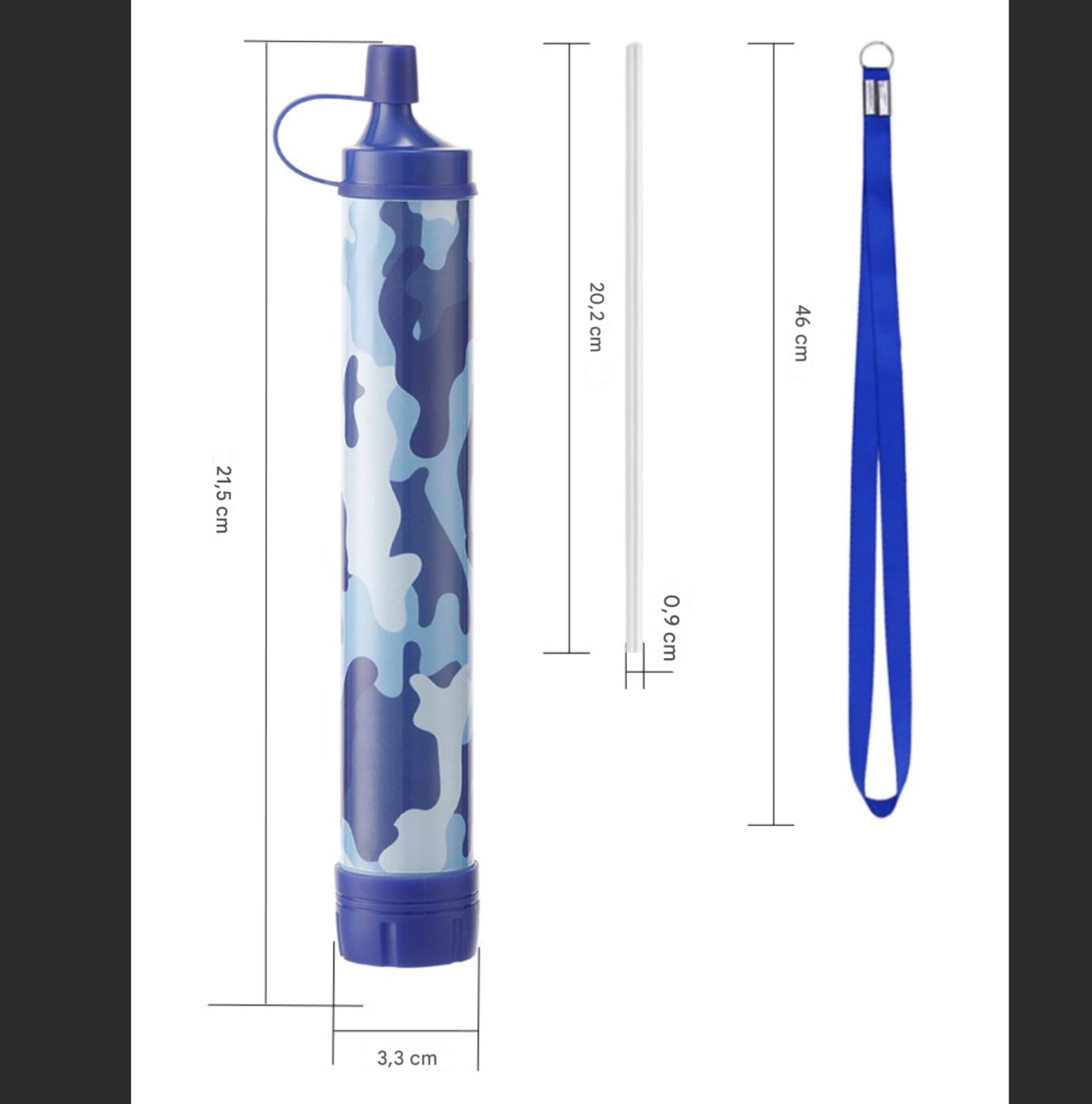 Filtro acqua portatile, cannuccia filtro per bere direttamente all'aperto, 5000 l, filtro impurità e acque reflue, accessorio indispensabile per idratarsi in piena natura, 1 unità