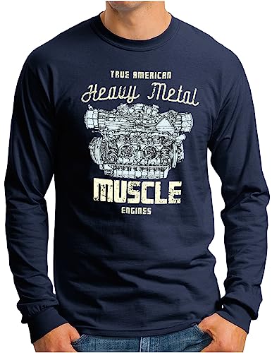 T-shirt manches longues homme V8 tuning américain haut vintage muscle car noir grande taille