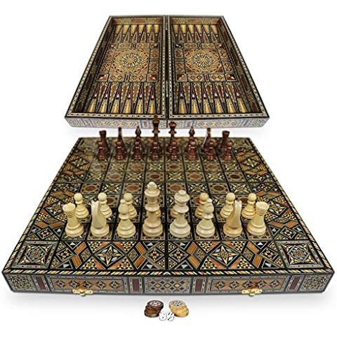 Elessar Neu 50 x 50 cm Holz Backgammon Tavla/Schachspiel/DAMA Brett BK 503F Cover