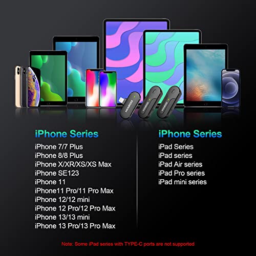 Musical Instruments Ashikos Microphones, Wireless Lavalier Microphone For Iphone Ipad, 2 Pack Lapel Mic Set, Auto Sync & Noise Reduction Plug-Play For Iphone Video Recording, Youtube, Vlog #TOP4