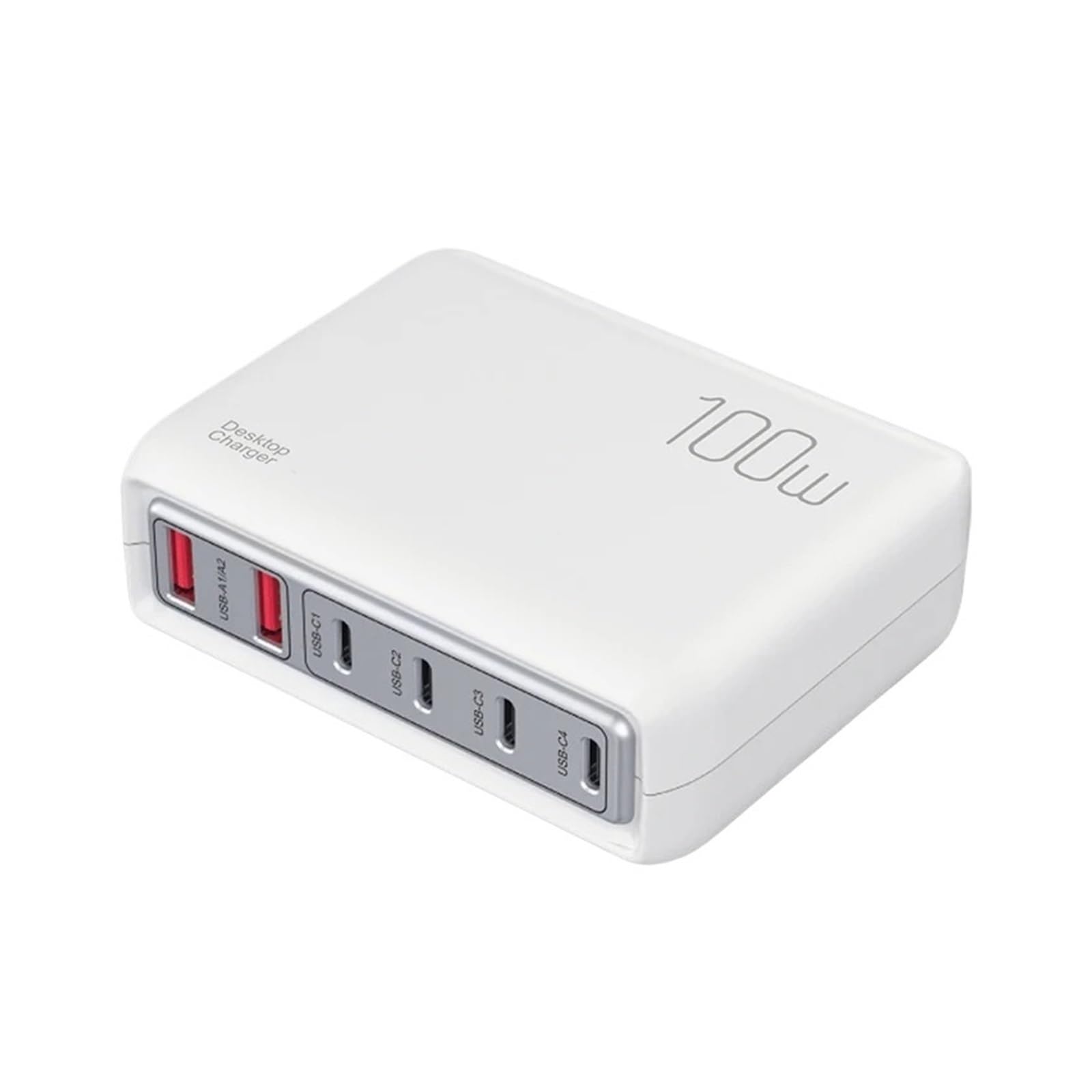 Ładowarka USB 100 W Typu C PD Szybkie Ładowanie Z Wieloma 6 Portami Stacja Ładująca Na Biurko MożLiwość Szybkiego łAdowania(WHITE)
