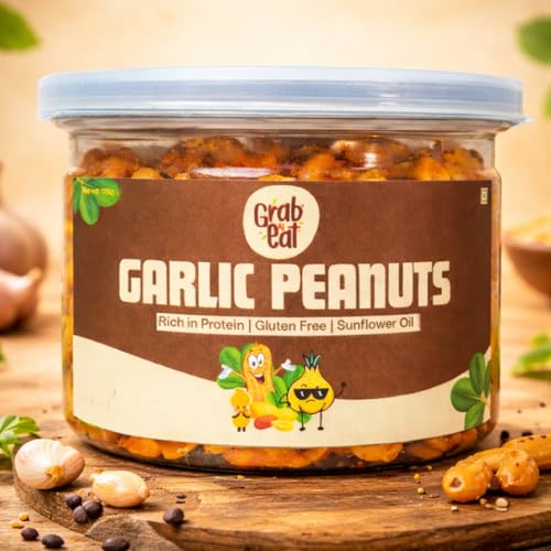 Image of Grab N Eat Flavoured Peanuts Combo Pack of 5 | Nimbu Pudina, Tandoori, Garlic, Black Pepper & Salted | Roasted Crunchy Protein Snack | Healthy Evening Snack | 5 x 125g
