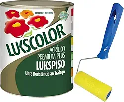 Tinta Piso Lukspiso 900ml 1/4 Diversas + Rolinho 9cm Espuma (Verde + Rolinho)