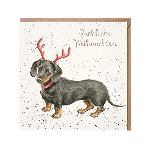 Wrendale Weihnachtskarte "Highland Star" – 15x15 Cm, Mit Umschlag, Süßes Hochlandrind-Motiv