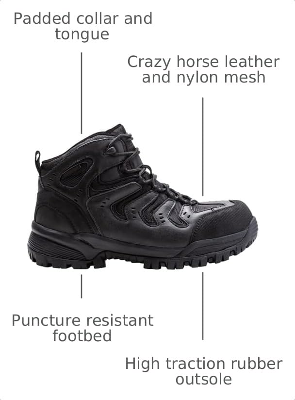 Image of Propet Mens Sentry 6 Inch Electrical Composite Toe Work Safety Shoes Casual - Black