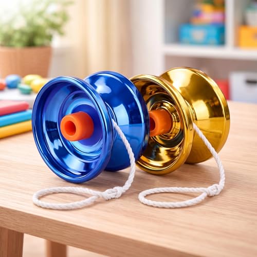 Image of Toyshine Pack of 2 High Gloss Speed Metal YoYo Spinner Toy with String | Smooth Spinning Trick Skill Toy for Hand Eye Coordination | Classic Skill Game Toy for Kids Boys Girls & Teens - Multicolor