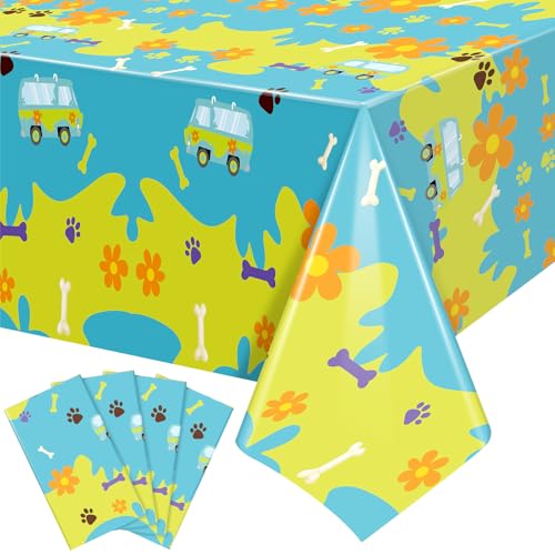 HIYZI 4 Pcs Cartoon Dog Tablecloth Hippie Party Decorations Supplies