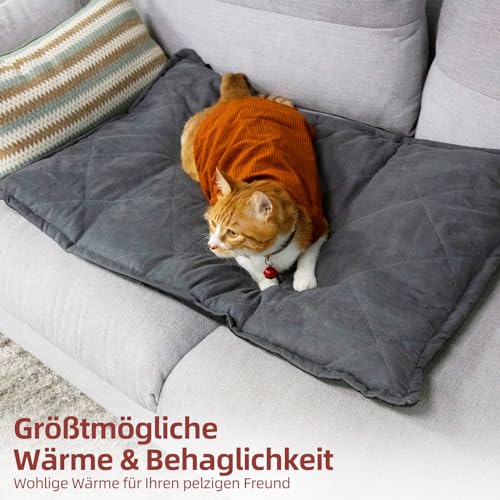 Mora Pets Selbstheizende Decke Katzen, Wärmedecke für Katzen Heizdecke Hunde Ultrawarme, Selbstwärmend Katzendecke Ohne Strom Hundedecke Wärmematte Dick und Weiche, Größe: 76 x 52 cm