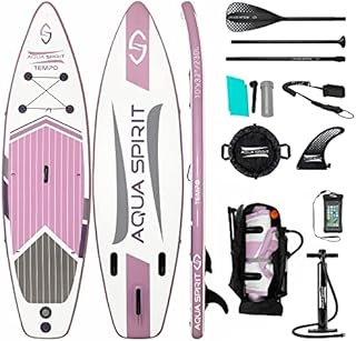 AQUA SPIRIT Inflatable Stand up Paddle Board SUP TEMPO Package | 106 x 32 x 6 | Adult Beginners/Experts | 120KG Limit | Paddle, Backpack, Pump, Go Pro Mount, Change Mat, Phone Case