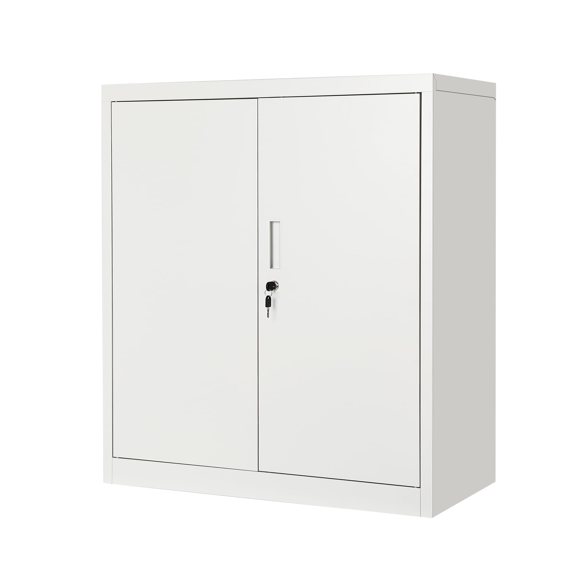 Metal Storage Cabinet, Metal Storage Cupboard with 2 Adjustable Shelves, Steel Storage Unit with Locking Doors & Keys, Office Cupboard File Cabinet for Home Office Garage Pantry 80W x 40D x 91.5H cm-B