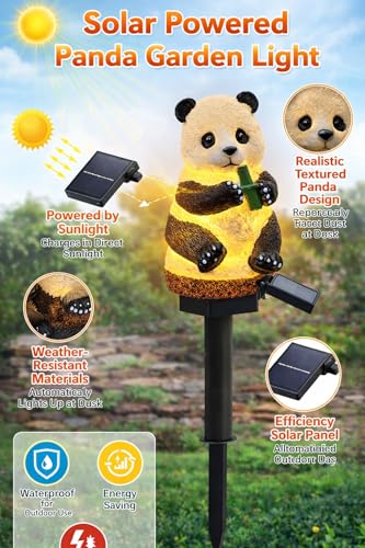 Image of CBK Panda Garden Solar Lights Outdoor Cute Bird LED Decorative Waterproof Garden Stake Lights, Lawn Lamp Light for Garden, Balcony, Patio, Yard Landscape Lighting
