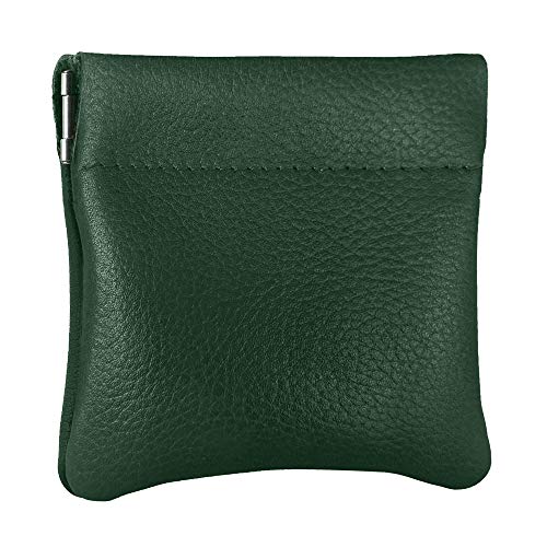 Image of Nabob Leather Genuine Leather Squeeze Coin Purse, Coin Pouch Made IN U.S.A. Change Holder For Men /Woman Size 3.5 X 3.5 (Green)