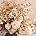 Beige Silk Flower Arrangements Home Decor, Large Floral Centerpieces For Tables, 22 Long Stems Fake Mums + Eucalyptus + Wild Flowers in Bulk, Artificial Flowers Coffee Dining Table, Faux Mums Flowers