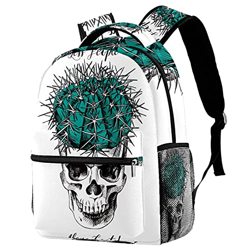 Sac à dos cactus et crâne pour filles et garçons avec porte-bouteille