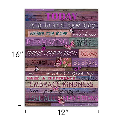 Wowgoomo Purple Butterflies Inspirational Wall Art For Girls Bedroom Motivational Poster Wall Décor Positive Motto Picture Framed Artwork For Home Office Walls Inspirational Gifts For Women 12X16Inch #TOP1