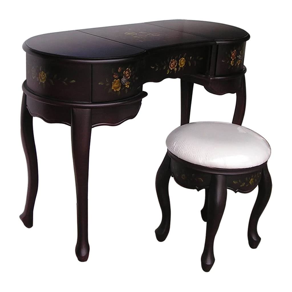TEESONG Bedroom Dressing Tables Vanity Desk Set Retro Small Bedroom Dresser Flip Mirror Ladies Multifunctional Table with Stool Makeup Vanity Dressing Table
