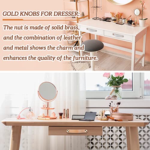 LEREATI 4 Pezzi Maniglie per Mobili in Pelle, Foro...