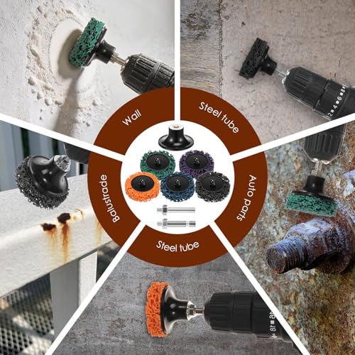 48-teiliges CSD Scheibe 50mm Nylon Reinigungsscheibe 2 Zoll Schnellwechsel-Rostentferner mit 1/4 Schaft Grobschleifscheiben für Rostentferner Metall Holz Stein Beton Oxidation Reinigen Entfernen