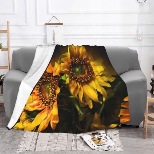 Couverture flanelle tournesols douce et chaude plaid imprimé lit