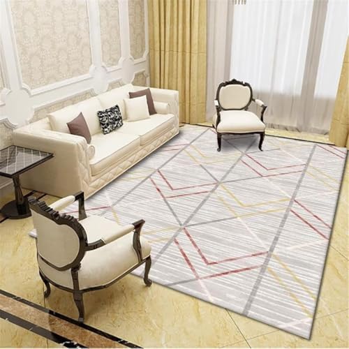Tapis de chambre à coucher résistant à l'usure au design minimaliste de lignes grises
