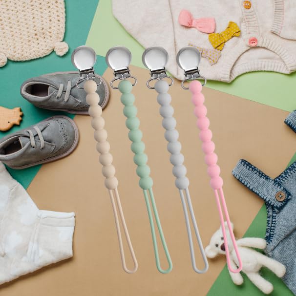 Miniatura 5 de Clips para chupete para niños y niñas, paquete de 4 unidades, clip para calmar al bebé, soporte para baby shower, regalo de cumpleaños