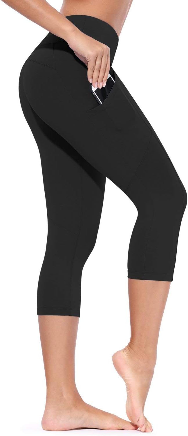 BALEAF Women's Capri Leggings with Pockets Yoga Running Athletic Workout Compression Pants : Clothing, Shoes & Jewelry