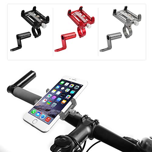 iOutdoor Products Bike Phone Holder Universal Aluminum Alloy with Extension Rod for iPhone Samsung Huawei, Motorcycle Phone Mount Adjustable and Secure for Bicycle Trike Motorbike E-bike Scooter