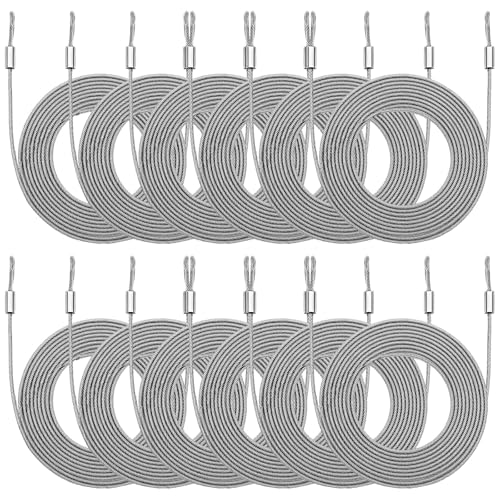 MorningRo 144feet (12ft x 12) PVC Coated Stainless Steel Metal Wire, Cable Ropes Hardware Kits for...