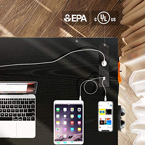 Rolanstar Computer Desk With Power Outlet, 63” Home Office Pc Desk With Usb Ports Charging Station, Desktop Table With Side Storage Bag And Iron Hooks, Stable Metal Frame Workstation, Black #TOP5