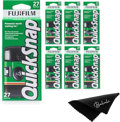 Fujifilm Quicksnap Flash Disposable Camera 400 Iso, 6 Pack, 35mm Camera, 27 Exp, Balveli Coth, Fuji Film Disposable Bulk, 6 Pack of Fuji Disposable Cameras.