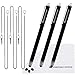 3pcs Stylus Pen 5.5" with Replaceable Thin-Tip - Universal Capacitive High Precision Styli + Replacement Tips, Elastic Lanyards + Cleaning Cloth (Black)