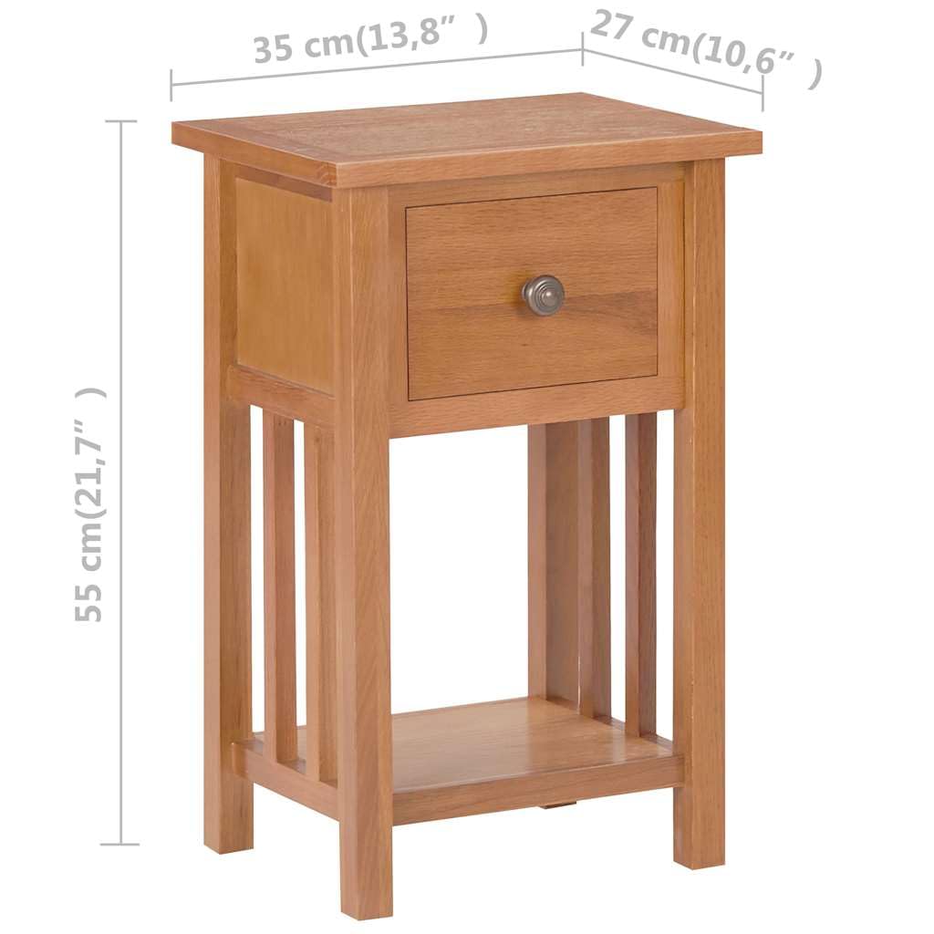 Table porte-revues en bois massif de chêne avec tiroir et étagère 35 x 27 x