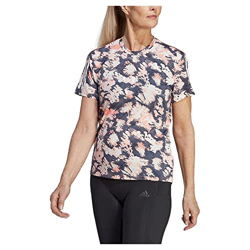 adidas Femme Own The Run Summer Cooler Running Tee, Coral Fusion/Legend Ink, S