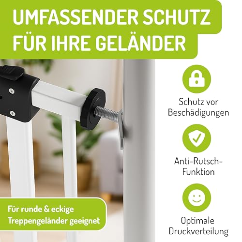 BOMI Y-Adapter 4er Set Silber I Metall Spindel für Türschutzgitter und Treppengitter I M10 Gewinde, geeignet für Geländer bis 60 mm I Anti-Rutsch Funktion | Zubehör für Kinderschutzgitter ohne Bohren