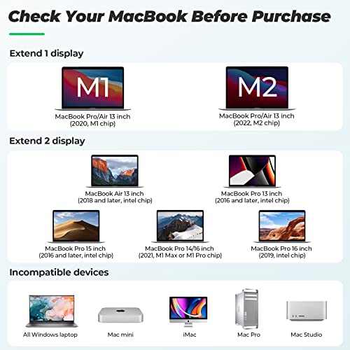 Usb C Docking Station Dual Monitor For Macbook Pro/Air, 13 In 2 Usb C Dock Dual 4K Hdmi For Mac, Docking Station With 2 Hdmi, Vga, 5 Usb, Usb C Pd3.0, Gigabit Ethernet, Sd/Tf, Plug And Play #TOP7
