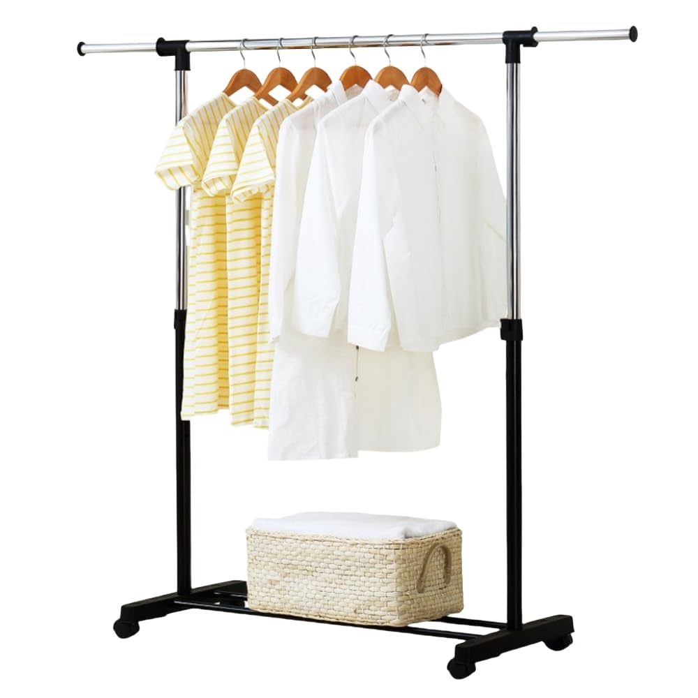 Sponsored Ad – Clothing Garment Rack with Bottom Shelf, Heavy Duty Double Rods Clothes Hanging Rack with Wheels, Extendable Rolling Garment Rack with 2 Hooks, Commercial Clothing Storage Display, Chrome