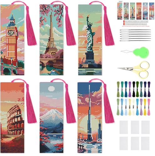 La Mejor Recopilación de Kits de punto , listamos los 10 mejores. 44 NEGEKFKX 6 Piezas Kit de Marcapáginas de Punto de Cruz Paisaje Urbano para Adultos Principiantes, Kits de Punto de Cruz de Edificios Famosos 14 CT Kits de Punto de Cruz DIY para...