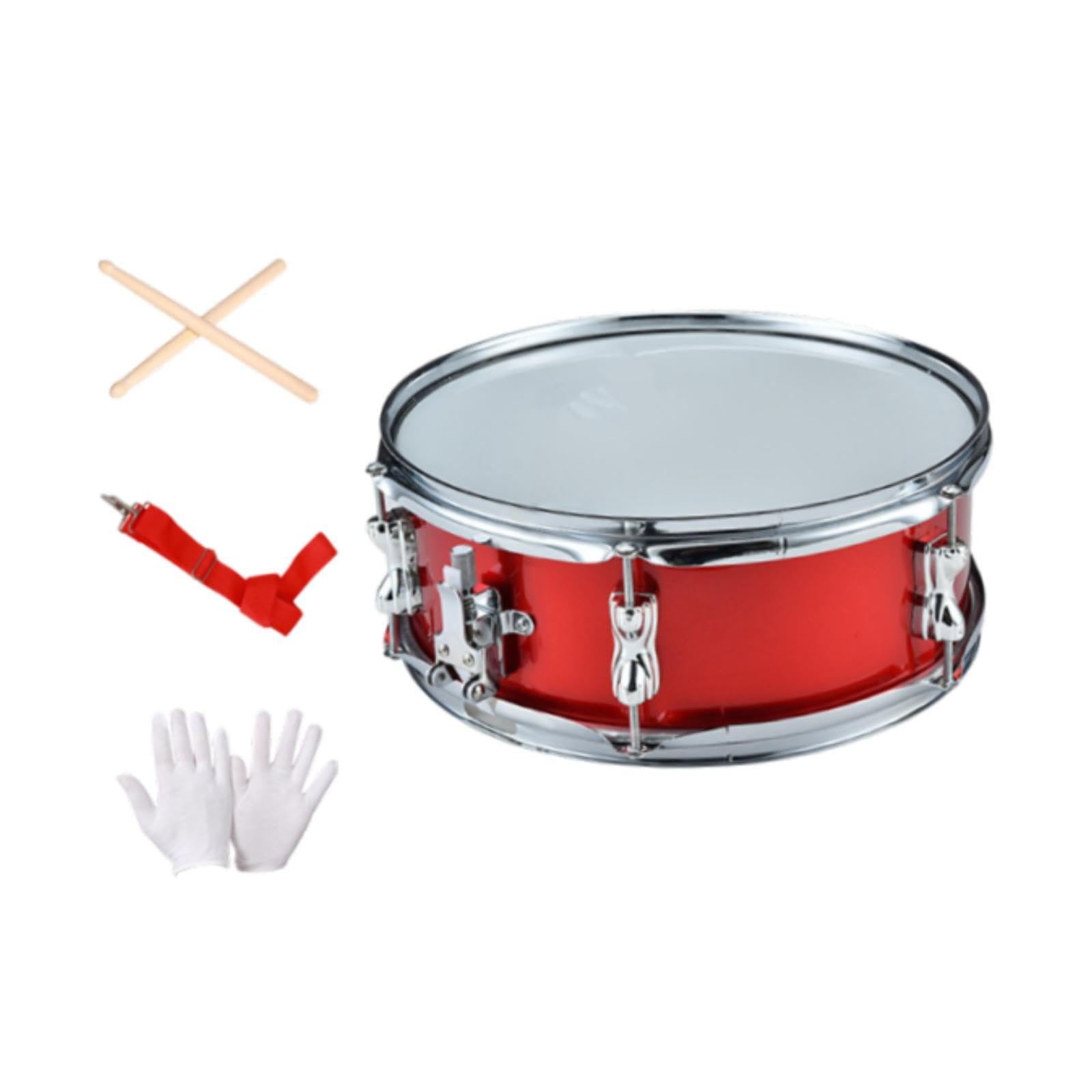 Snare Drum Tambor de Percusión Set Musical Instrumento con Baquetas Y Correa Ajustable Fabricado en Acero Inoxidable Y Cabeza de Poliéster Adecuado Pa, Red 14 Inch
